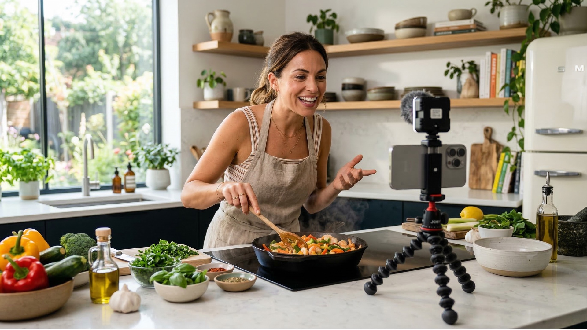 Creator running a cooking challenge
